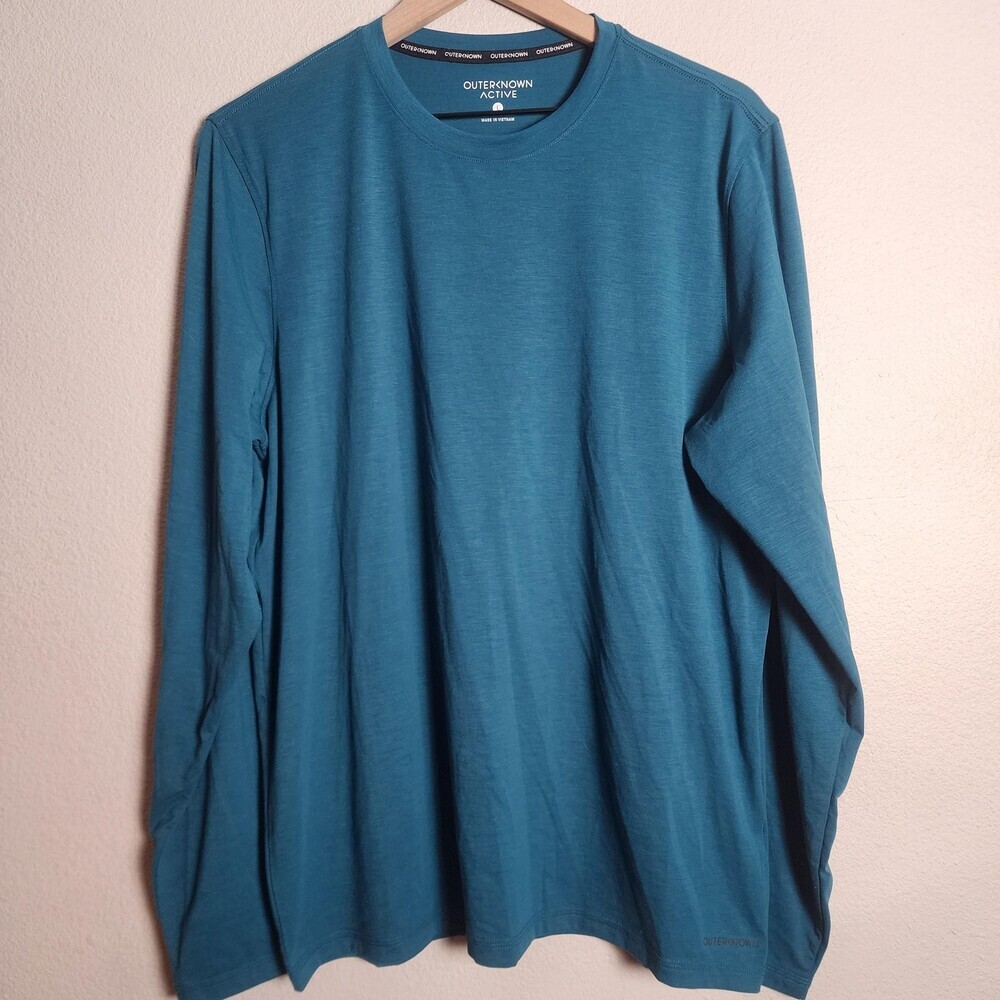 Outerknown Active Shirt Mens Large Blue Long Sleeve Performance Athletic Gym